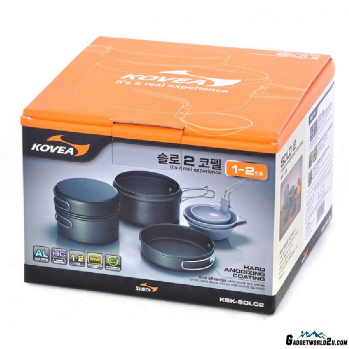 Kovea Cookware Solo 2 KSK-SOLO2 Hard Anodizing Coating Cookware for 1-2 Persons