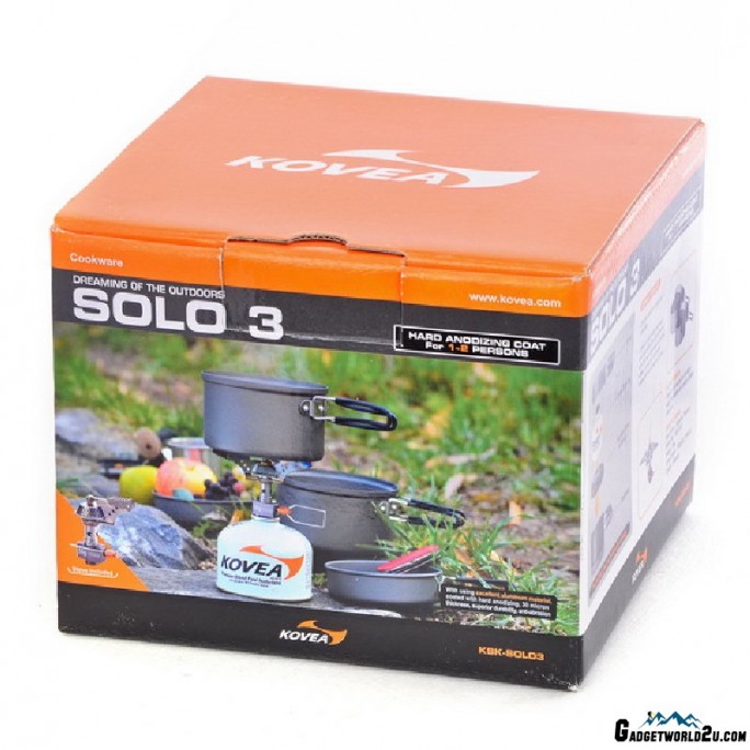 Kovea Cookware Stove Set Solo 3 KSK-SOLO3 Hard Anodized Cookware for 1-2 Persons