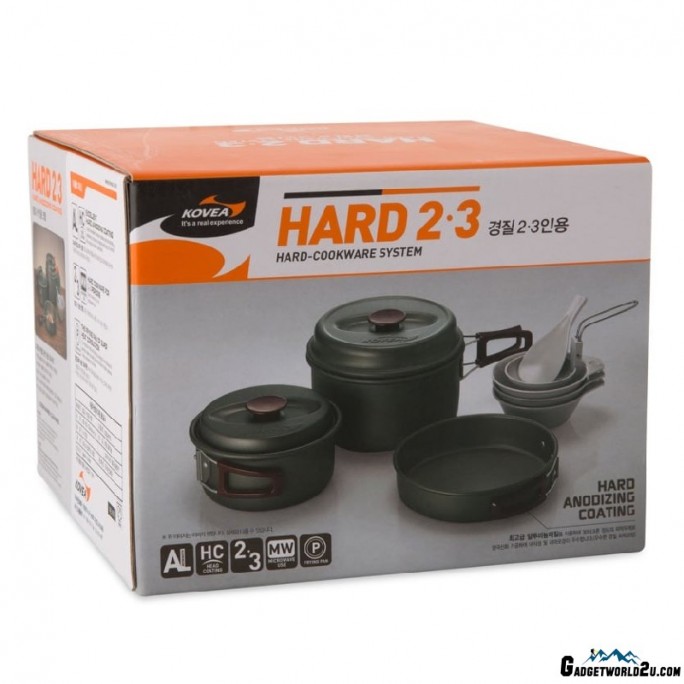 Kovea Cookware Hard 23 KSK-WH23 Hard Anodizing Coating Cookware for 2-3 Persons