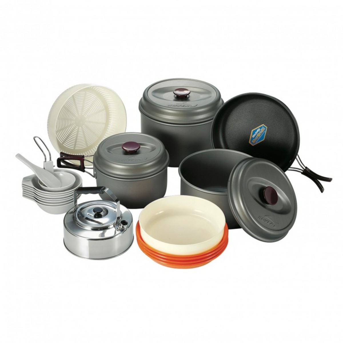 Kovea Cookware Hard 78 KSK-WH78 Hard Anodizing Coating Cookware for 7-8 Persons