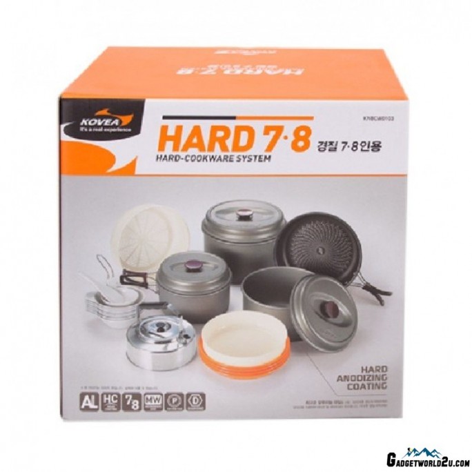 Kovea Cookware Hard 78 KSK-WH78 Hard Anodizing Coating Cookware for 7-8 Persons