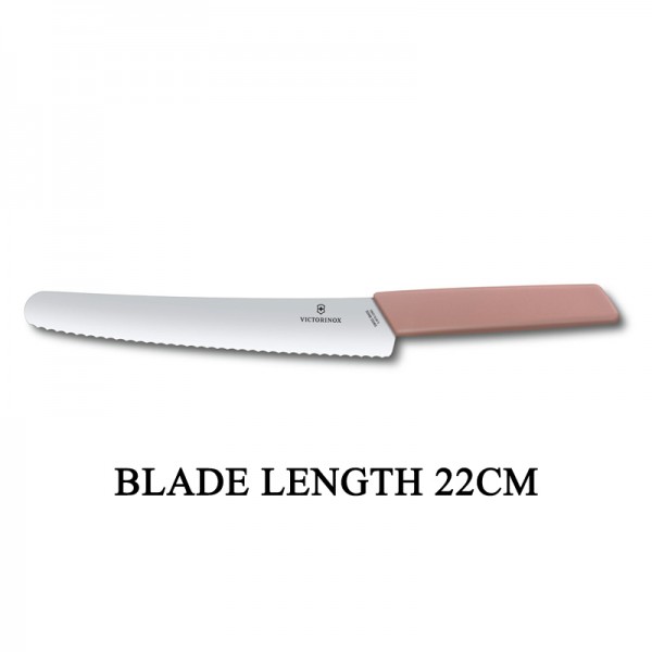 Victorinox Swiss Modern 22cm Wavy Edge Bread Pastry Knife Slim Kitchen Knife Apricot Rose 6.9076.22W5B