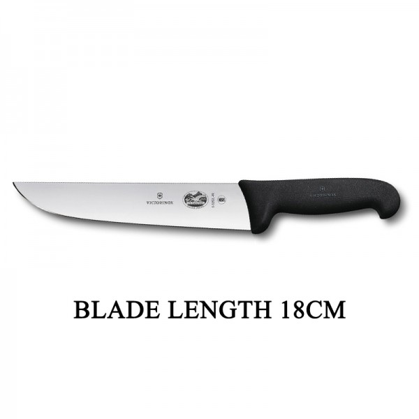 Victorinox Fibrox 18cm Wide Straight Rigid Slaughter Butcher Knife 5.5203.18