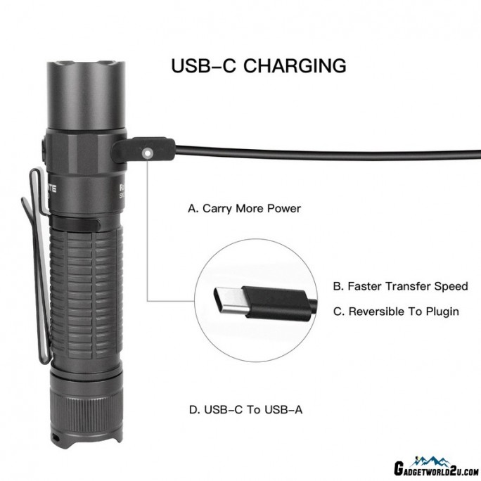 ThruNite TT20 Metal Grey Luminus SST70 CW LED 2526L Rechargeable Flashlight 