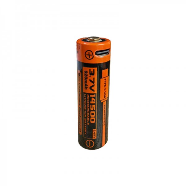 Manker 14500 920mAh 4A 3.7V Type-C USB Rechargeable Li-ion Battery