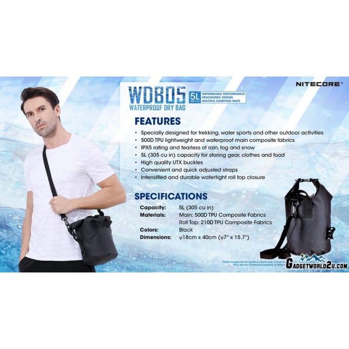 Nitecore WDB05 Waterproof Dry Bag 5L Black