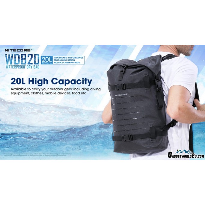 Nitecore WDB20 Waterproof Dry Bag Backpack 20L Black