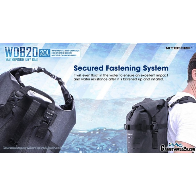 Nitecore WDB20 Waterproof Dry Bag Backpack 20L Black