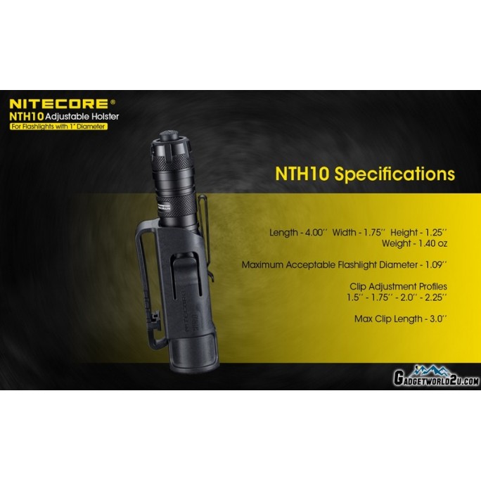 Nitecore NTH10 Rigid Hard Tactical Flashlight Holster with Adjustable Belt Clip