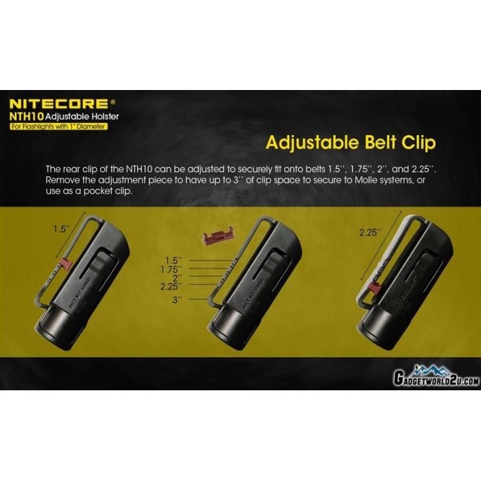 Nitecore NTH10 Rigid Hard Tactical Flashlight Holster with Adjustable Belt Clip