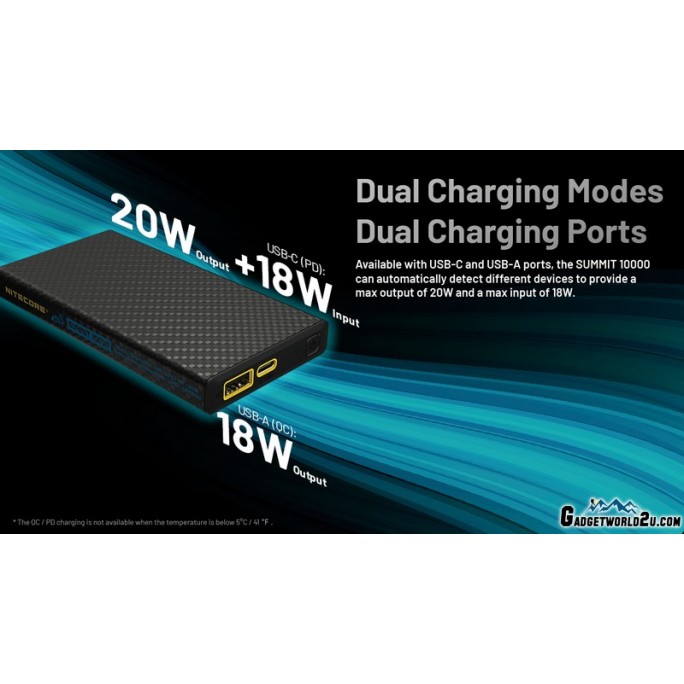 Nitecore SUMMIT 10000 Low Temperature (-40°C) Resistant Lightweight QC 3.0 PD USB-C 10000mAh Power Bank
