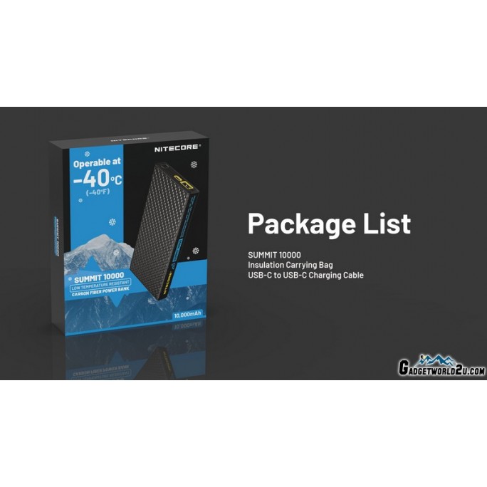 Nitecore SUMMIT 10000 Low Temperature (-40°C) Resistant Lightweight QC 3.0 PD USB-C 10000mAh Power Bank