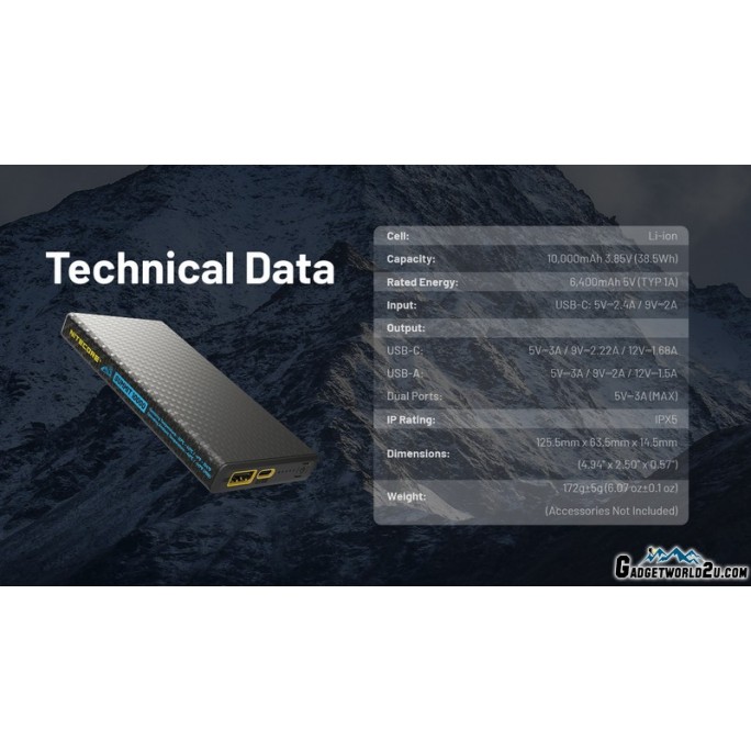 Nitecore SUMMIT 10000 Low Temperature (-40°C) Resistant Lightweight QC 3.0 PD USB-C 10000mAh Power Bank