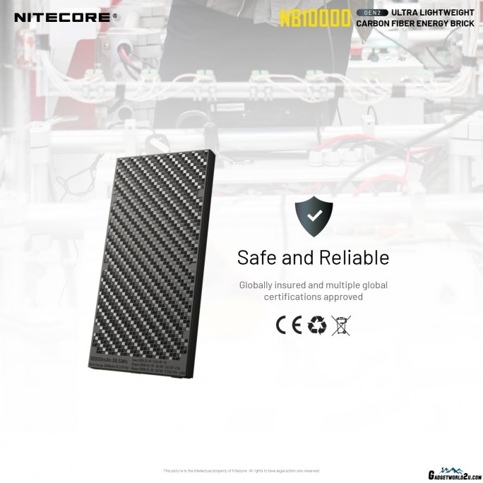 Nitecore NB10000 Gen II Silver Quick-Charge USB/USB-C Dual Port 10000mAh Power Bank
