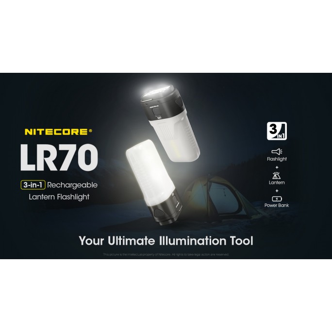 Nitecore LR70 Luminus SST40 LED & High CRI Red LED 3000L 3-in-1 Rechargeable Power Bank Lantern Flashlight