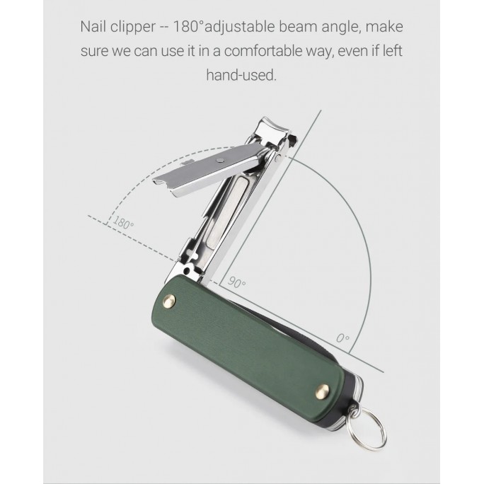 NexTool 6-in-1 Nail Clipper Multifunctional Knife NE20011 (Olive Drab) Pocket Size Multitool