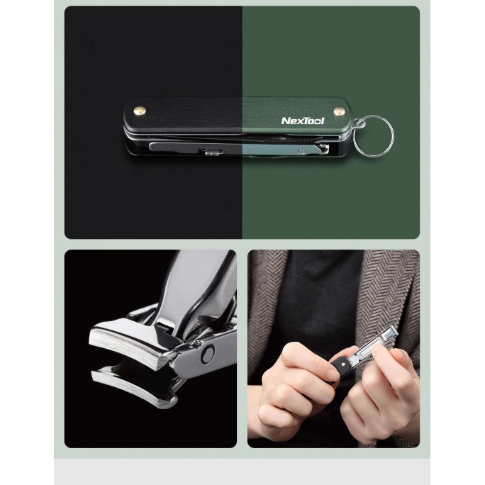 NexTool 6-in-1 Nail Clipper Multifunctional Knife NE20011 (Olive Drab) Pocket Size Multitool