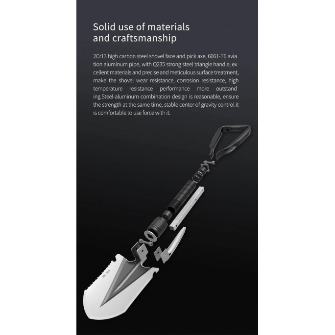 NexTool 8-in-1 Multifunctional Folding Shovel Axe Wood Saw Hook Knife NE20033