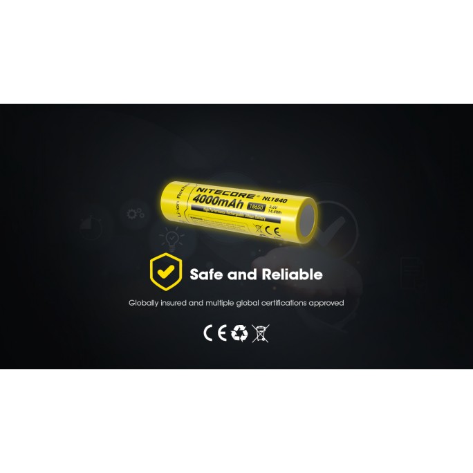 Nitecore 18650 4000mAh 5A Protected Li-ion Rechargeable Battery NL1840
