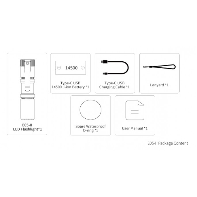 Manker E05 II NW SILVER Neutral White LED 800L Rechargeable EDC Flashlight