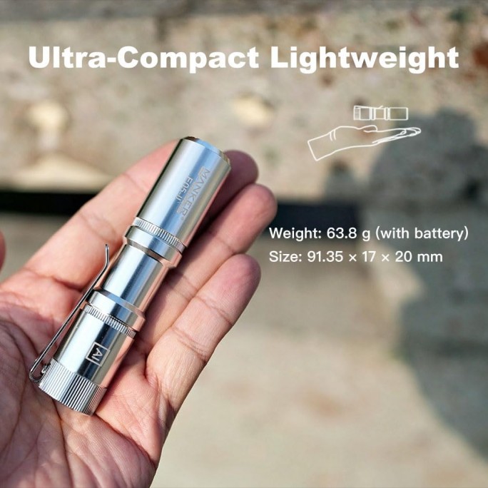 Manker E05 II NW SILVER Neutral White LED 800L Rechargeable EDC Flashlight