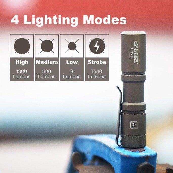 Manker E05 II CW SAND Cool White LED 1300L Rechargeable EDC Flashlight