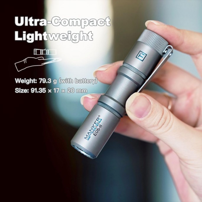 Manker E05 II Ti NW TITANIUM Neutral White LED 800L Rechargeable EDC Flashlight