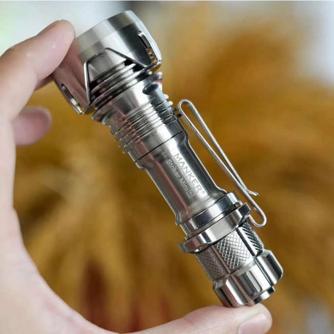 Manker Striker Mini Ti TITANIUM NATURAL Osram KW CSLNM1.TG LED 635L Rechargeable Pocket Tactical Flashlight