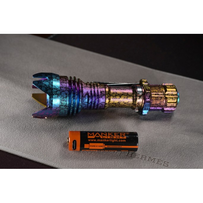 Manker Striker Mini Color Ti TITANIUM NEBULA (SKULL) Osram KW CSLNM1.TG LED 635L Rechargeable Pocket Tactical Flashlight