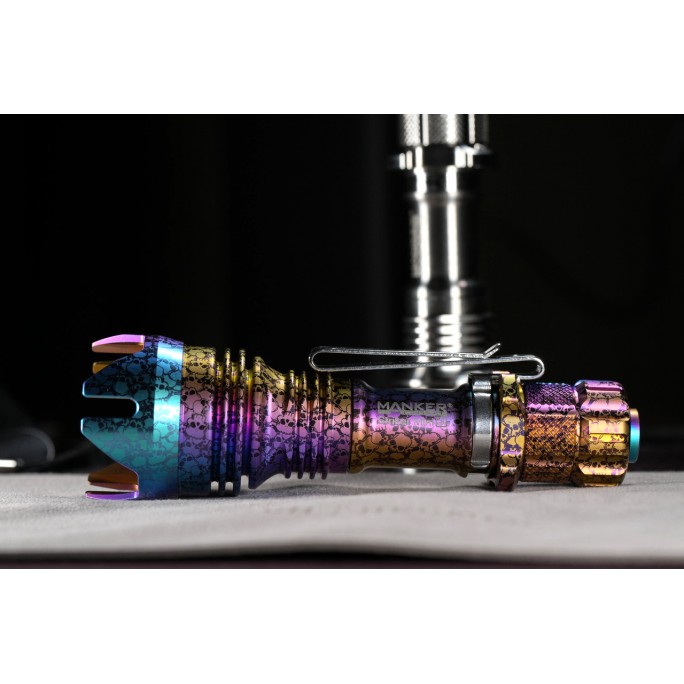 Manker Striker Mini Color Ti TITANIUM NEBULA (SKULL) Osram KW CSLNM1.TG LED 635L Rechargeable Pocket Tactical Flashlight