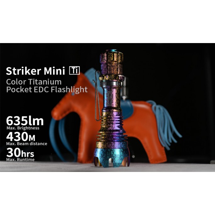 Manker Striker Mini Color Ti TITANIUM NEBULA (SKULL) Osram KW CSLNM1.TG LED 635L Rechargeable Pocket Tactical Flashlight