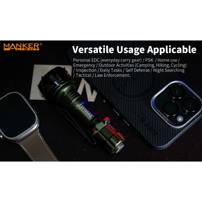Manker Striker Mini Color Ti TITANIUM NEBULA (SKULL) Osram KW CSLNM1.TG LED 635L Rechargeable Pocket Tactical Flashlight