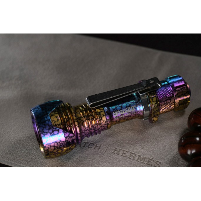 Manker Striker Mini Color Ti TITANIUM NEBULA (SKULL) Osram KW CSLNM1.TG LED 635L Rechargeable Pocket Tactical Flashlight