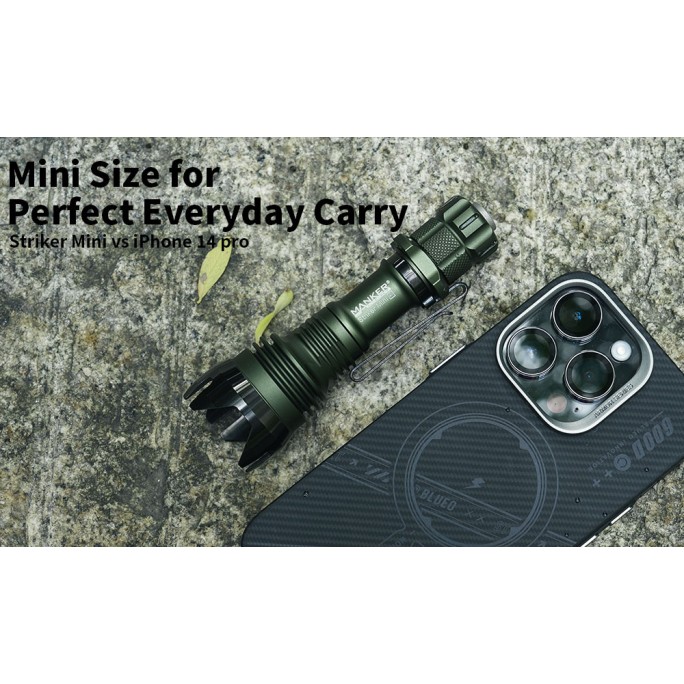 Manker Striker Mini Color Ti TITANIUM NEBULA (SKULL) Osram KW CSLNM1.TG LED 635L Rechargeable Pocket Tactical Flashlight