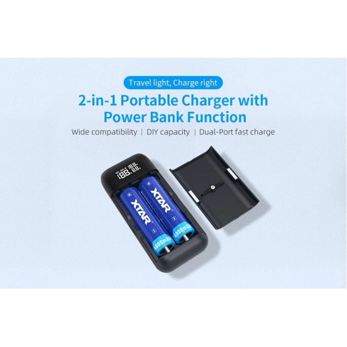 XTAR PB2SL QC3.0 PD3.0 2-in-1 Portable Charger with Power Bank Function (Black)