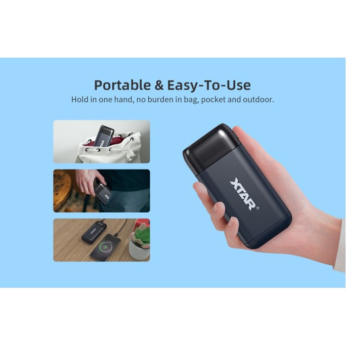 XTAR PB2SL QC3.0 PD3.0 2-in-1 Portable Charger with Power Bank Function (Black)