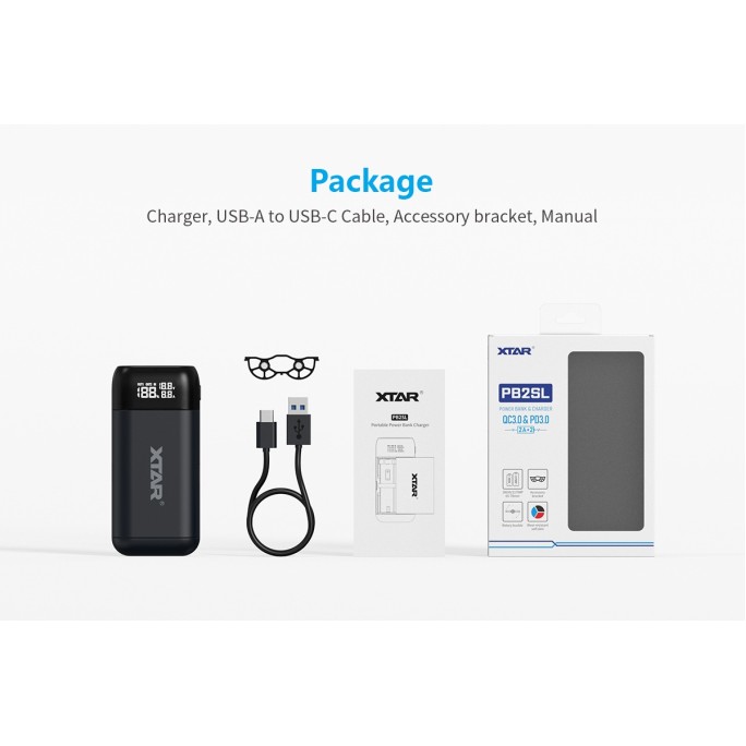 XTAR PB2SL QC3.0 PD3.0 2-in-1 Portable Charger with Power Bank Function (Black)