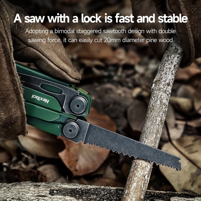NexTool Flagship Pro NE20278 (Green) 16-in-1 Steel Full Size Pliers Scissors Multitool