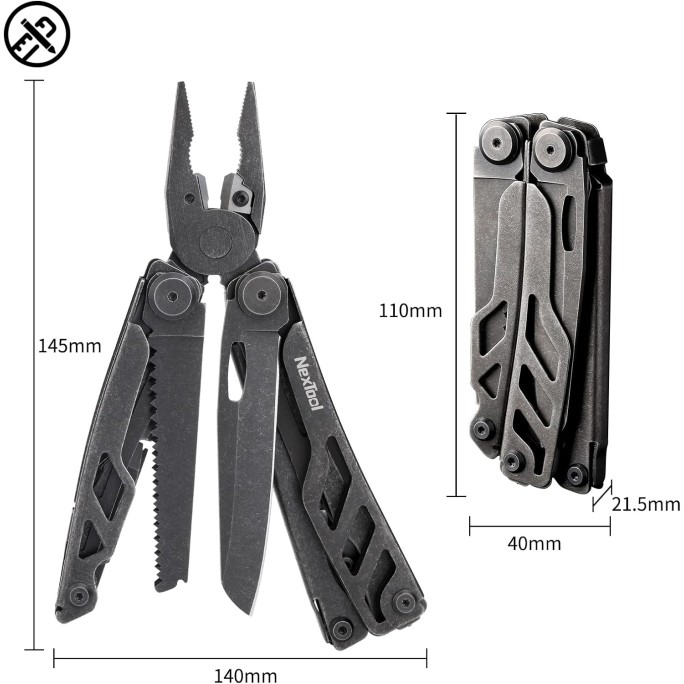 NexTool Flagship Pro NE20278 (Green) 16-in-1 Steel Full Size Pliers Scissors Multitool