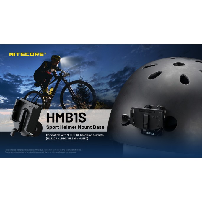 Nitecore HMB1S Sport Helmet GoPro Mount Base for HLB20 / HLB30 / HLB40 / HLB50