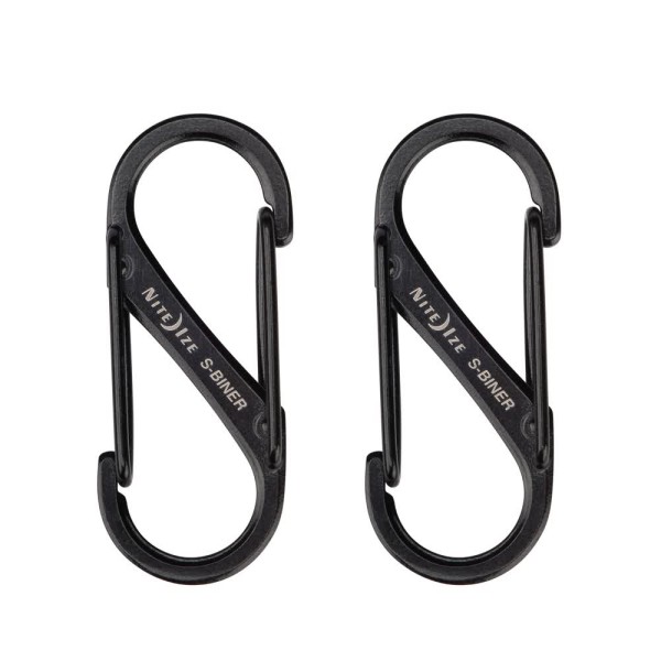 Nite Ize S-Biner Dual Carabiner Stainless Steel #1 (2pc Pack) (Black) SB1-2PK-01