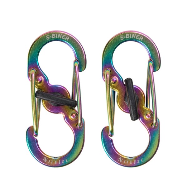 Nite Ize S-Biner MicroLock Stainless Steel (2pc Pack) (Spectrum) LSBM-07-2R3
