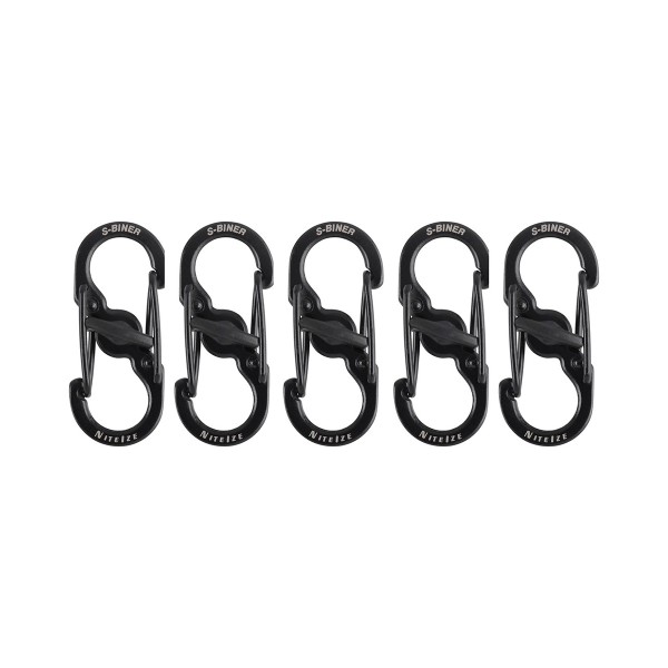 Nite Ize S-Biner MicroLock Stainless Steel (5pc Pack) (Black) LSBM-01-5R7