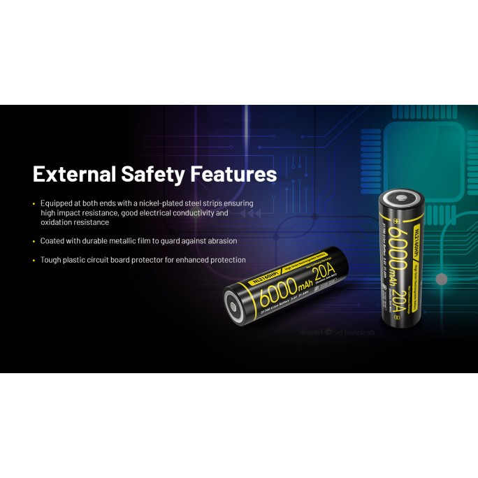 Nitecore Custom 21700 6000mAh 20A 3.6V Rechargeable Li-ion Battery NL2160HPi