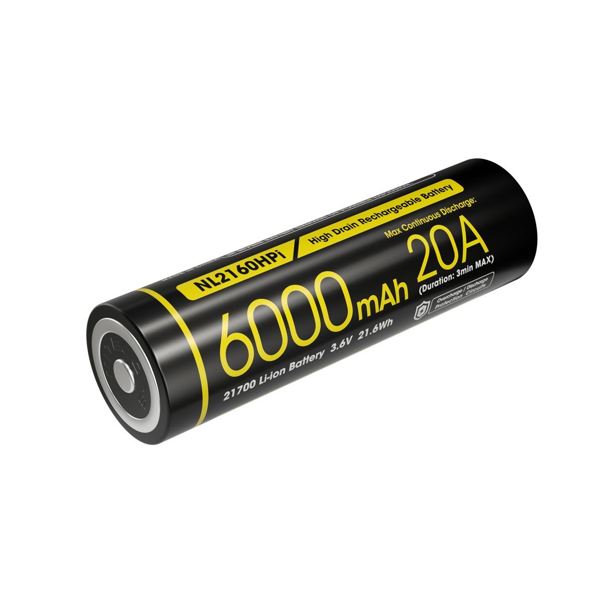 Nitecore Custom 21700 6000mAh 20A 3.6V Rechargeable Li-ion Battery NL2160HPi