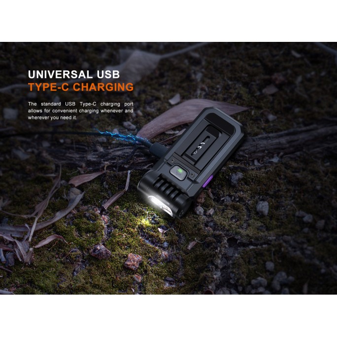 Fenix SW05R-UV Clip On Rechargeable Flashlight with UV Light (Black)