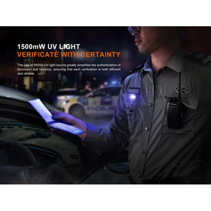 Fenix SW05R-UV Clip On Rechargeable Flashlight with UV Light (Black)