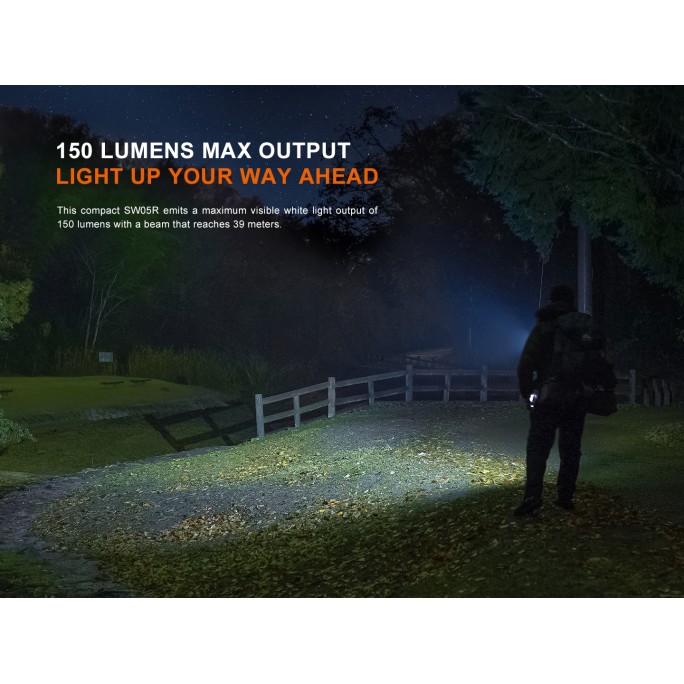 Fenix SW05R-UV Clip On Rechargeable Flashlight with UV Light (Black)