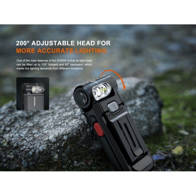 Fenix SW05R-RED Clip On Rechargeable Flashlight with Red Light (Spruce Green)