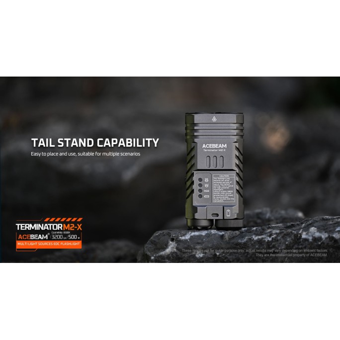 Acebeam Terminator M2-X (Dark Grey) Cool White 6500K 3200L Dual Head EDC Rechargeable Flashlight